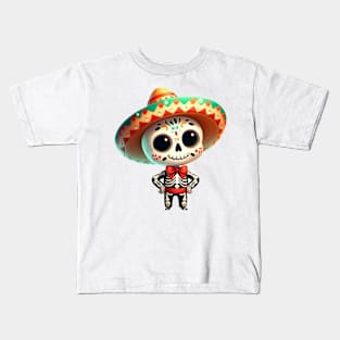 Cute Mexican Skeleton Kids T-Shirt